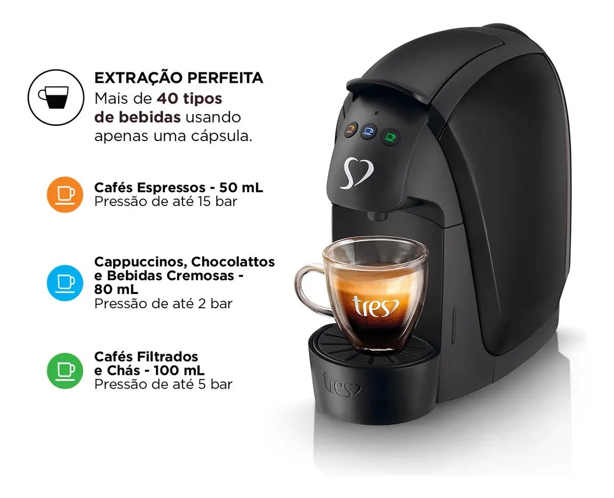 Cafeteira Espresso Três Corações Luna Preta