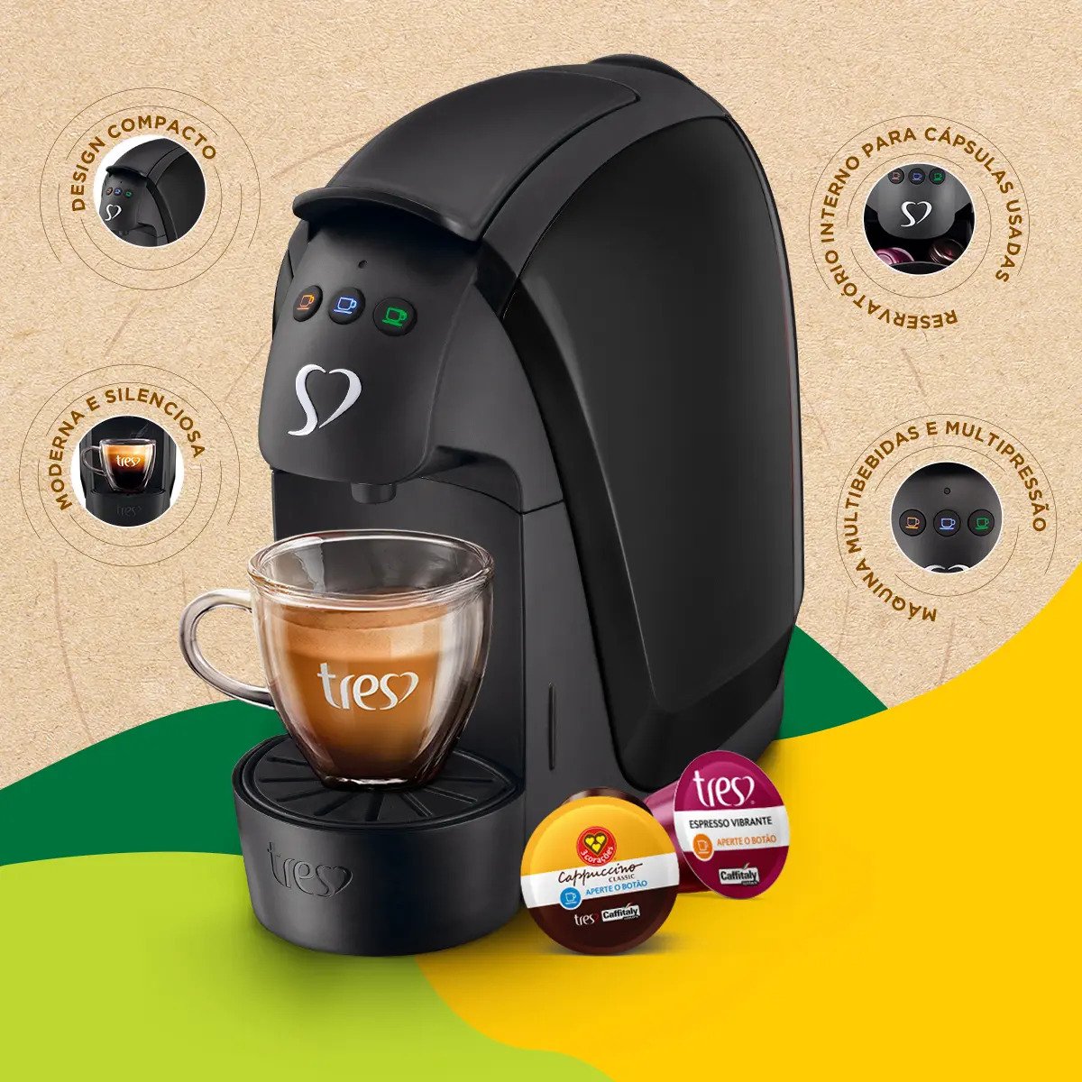 Cafeteira Espresso Três Corações Luna Preta