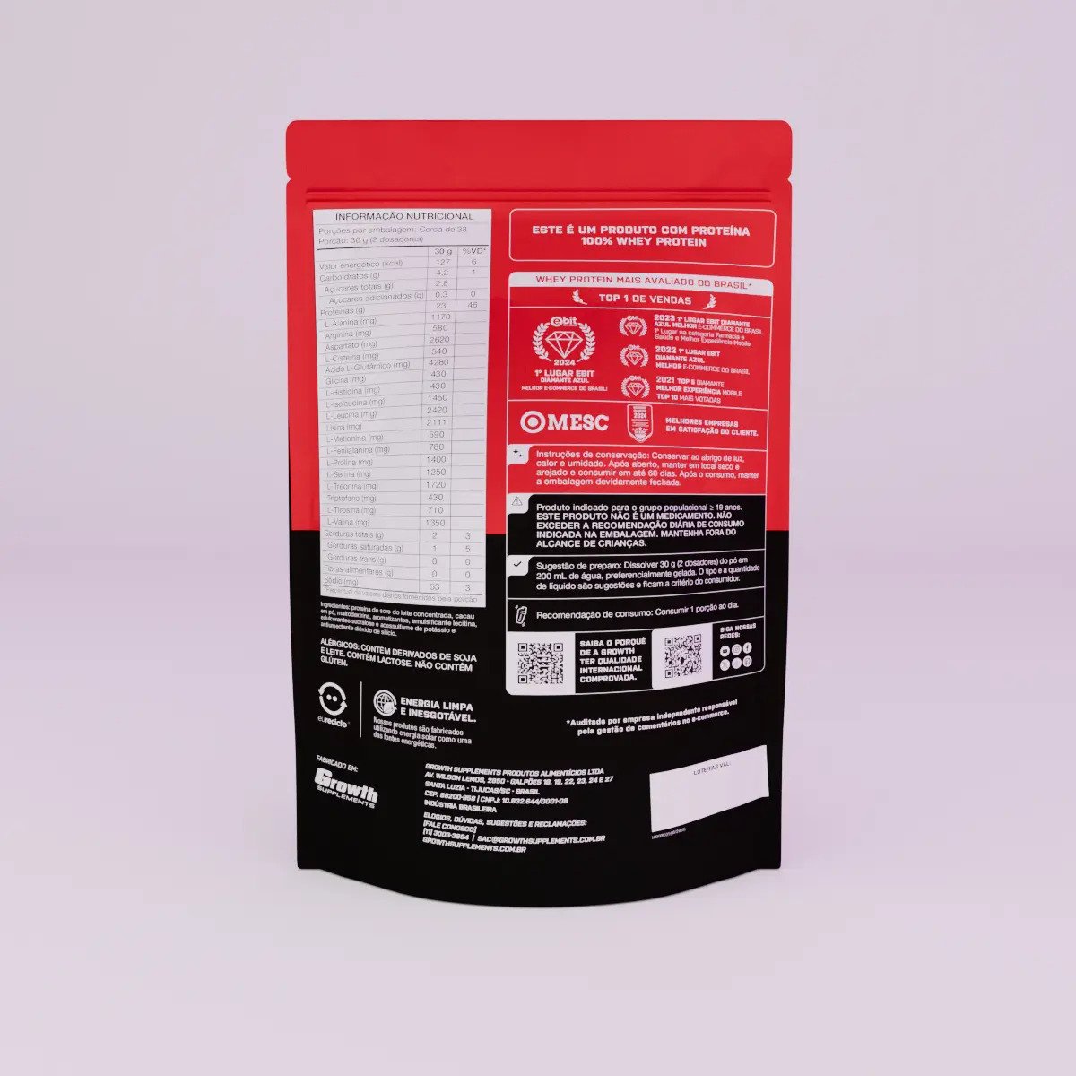 Whey Concentrado Growth 1kg Chocolate