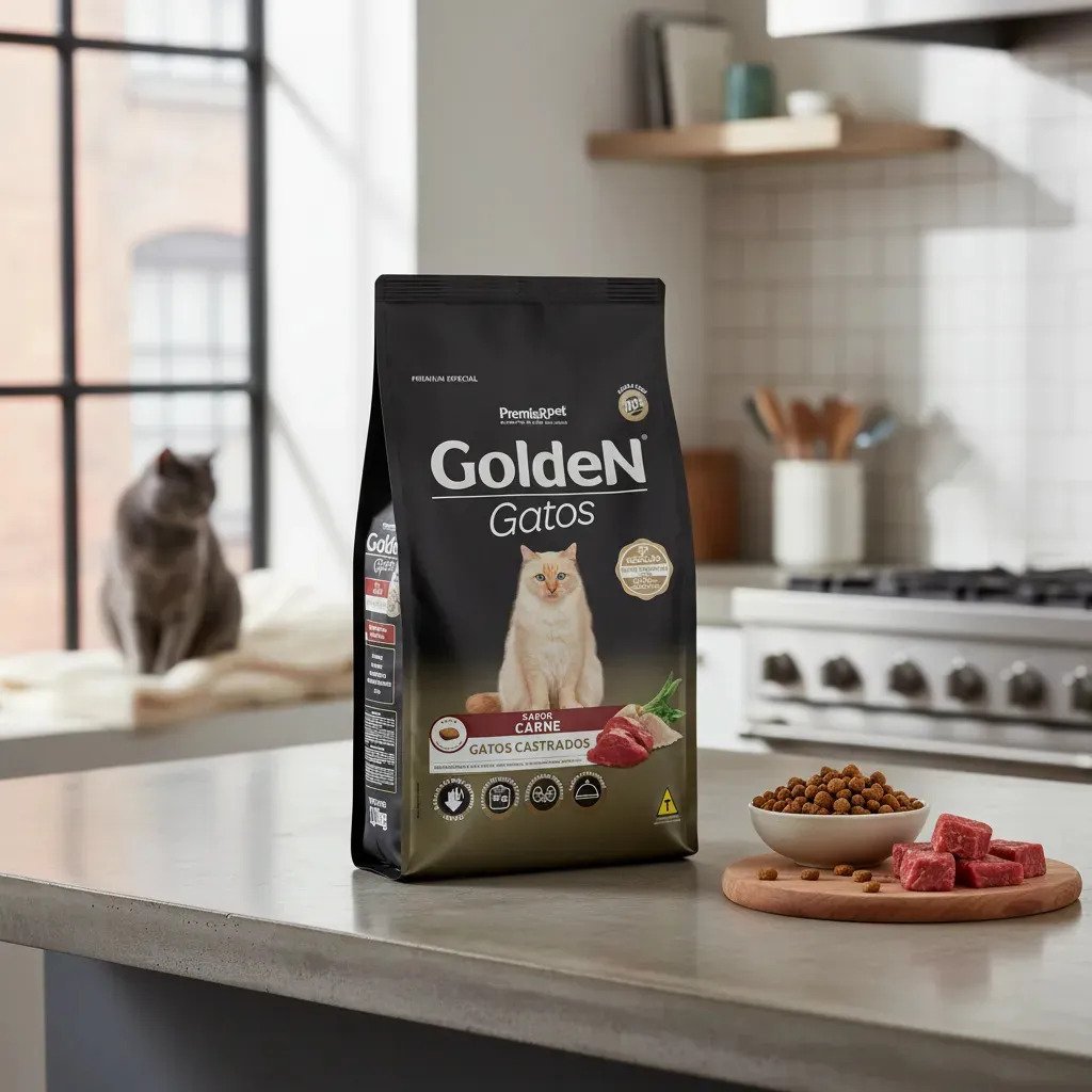 Ração Golden Gatos Castrados Carne 10,1kg