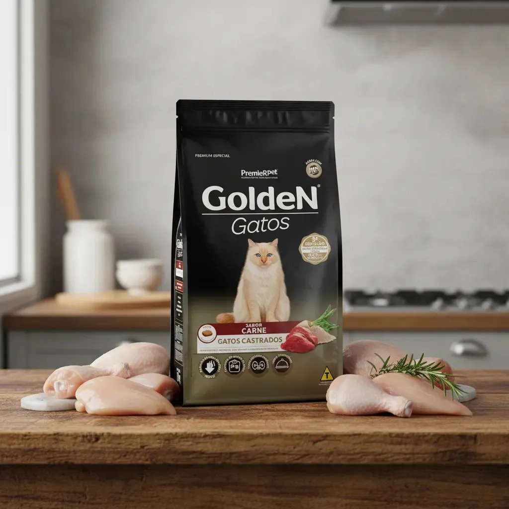 Ração Golden Gatos Castrados Carne 10,1kg
