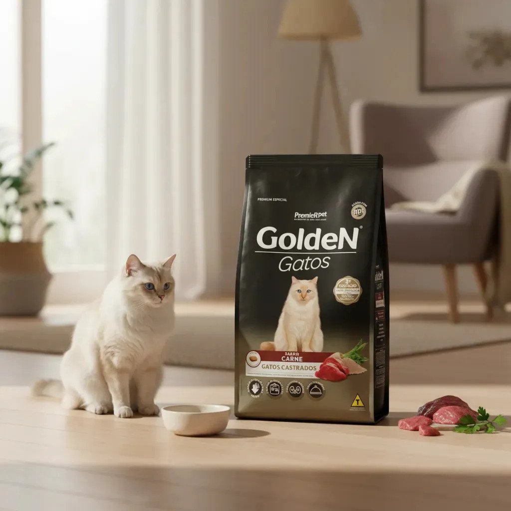 Ração Golden Gatos Castrados Carne 10,1kg