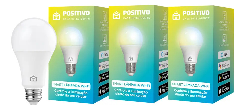 Kit 3 Lâmpadas Smart Wi-Fi Positivo Casa Inteligente 9W